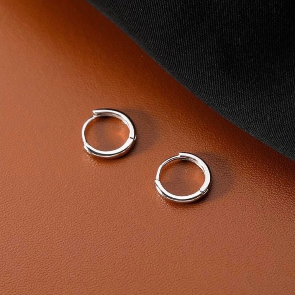 925 Silver Plated Small Hoop Earrings, 10mm Silver Hoop Earrings - Picture 1 of 5